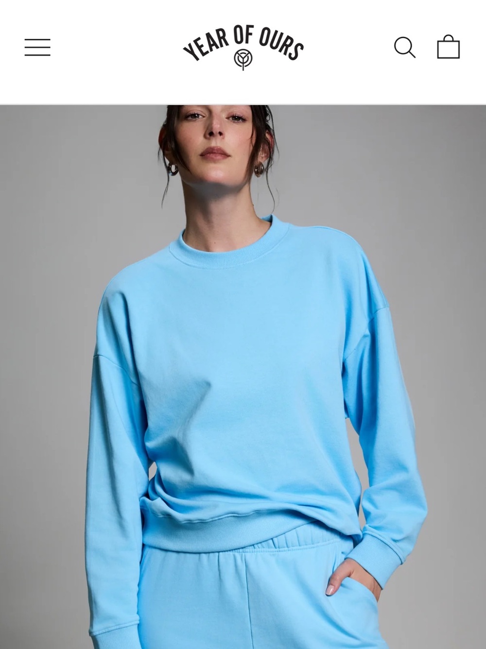 Year of Ours Relaxed Crewneck Sweatshirt in Sky Blue